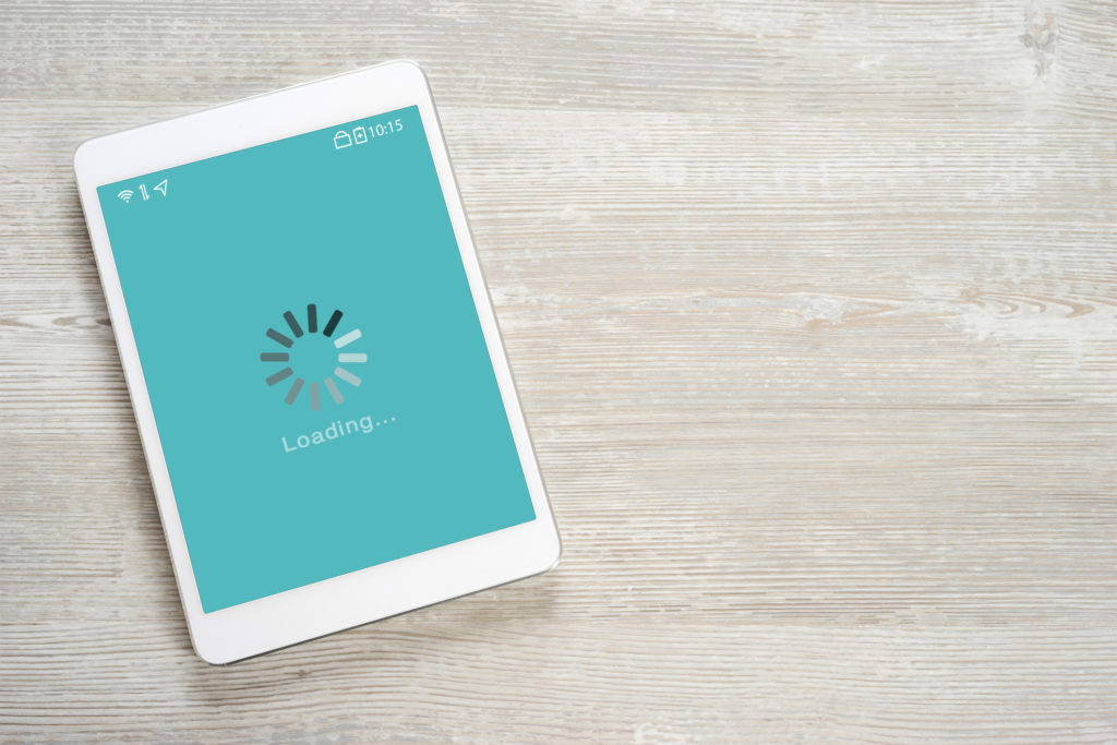 Loading screen displayed on a tablet