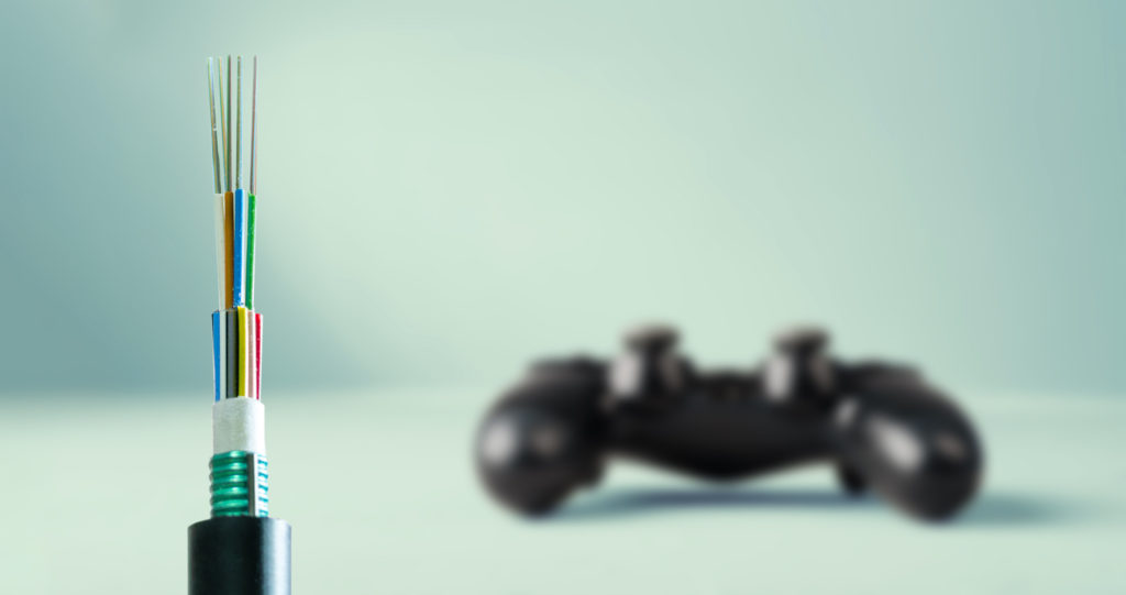 Fiber internet cable and video game remote
