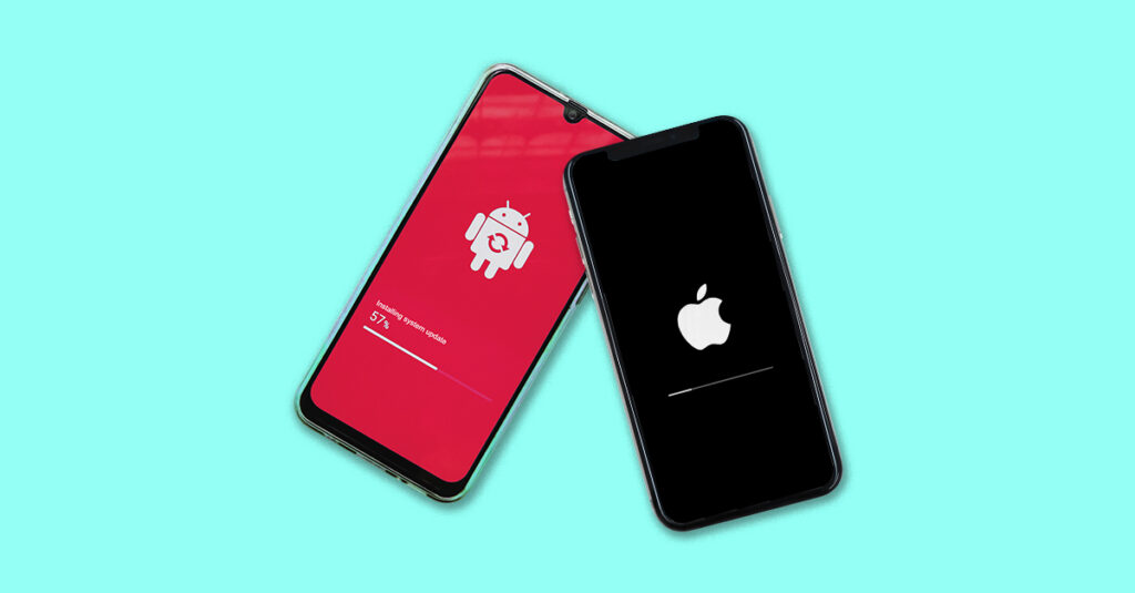 An Android and Apple device