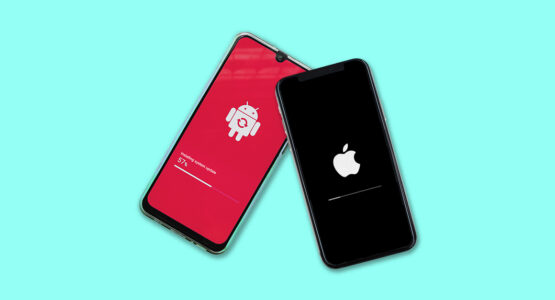 An Android and Apple device