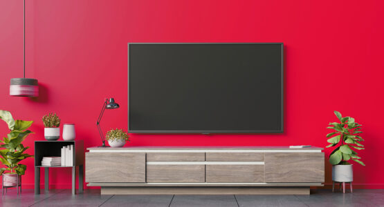 A TV in a living room