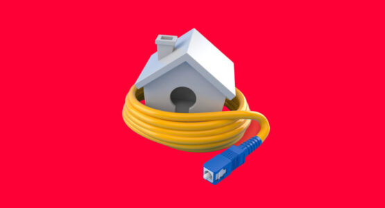 White house wrapped in cable coil.